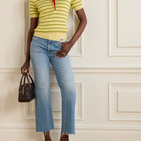 MOTHER The Kick It Ankle Fray distressed high-rise straight-leg jeans NWOT/24 - Picture 1 of 12